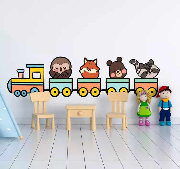 Schattige dierentrein muursticker kinderkamer - TenStickers