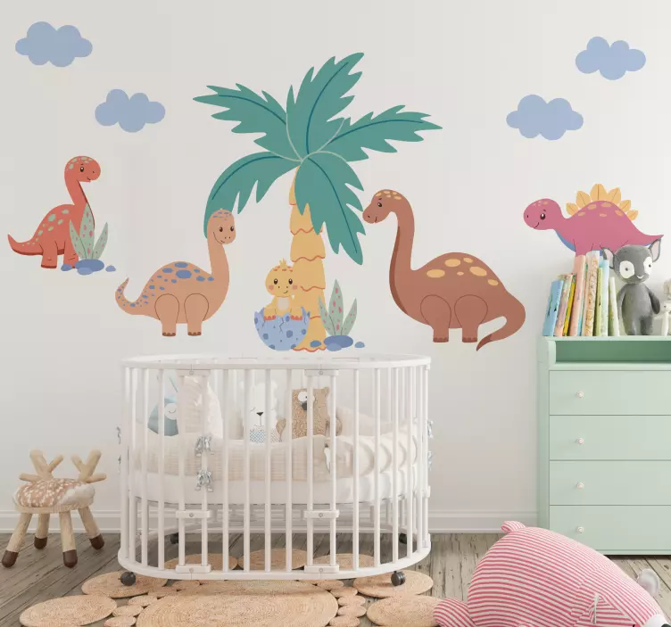 Schattige dinosaurussen Muursticker kinderkamer - TenStickers