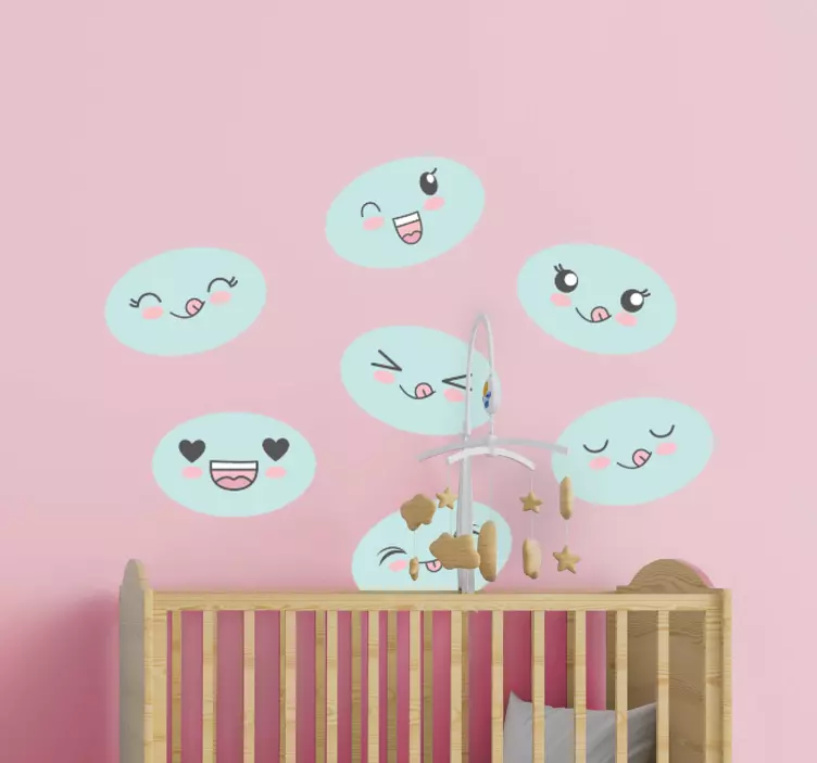 Schattige gezichtsuitdrukkingen muursticker kinderkamer - TenStickers