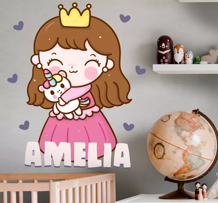 Aangepaste prinsessenillustratie muursticker kinderkamer - TenStickers