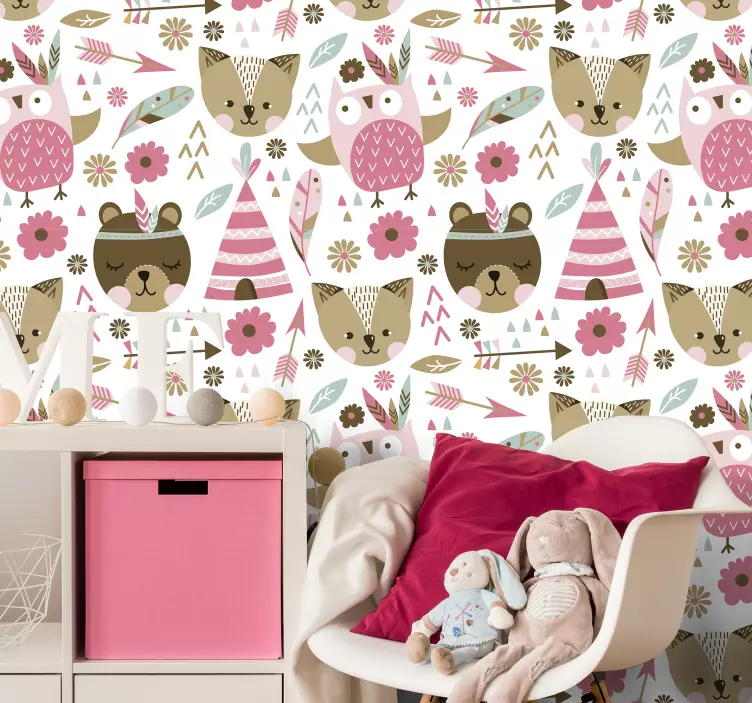 Schattige wezenfiguren muursticker kinderkamer - TenStickers