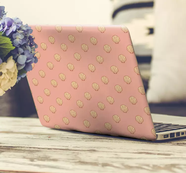 Schelpmotief omslag laptop sticker - TenStickers