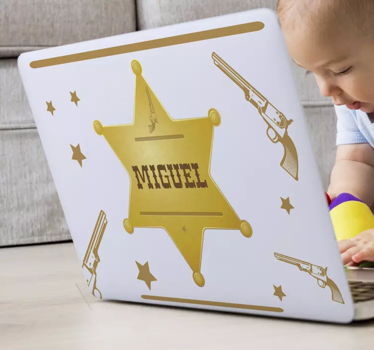 Sheriffster met naam laptop sticker - TenStickers