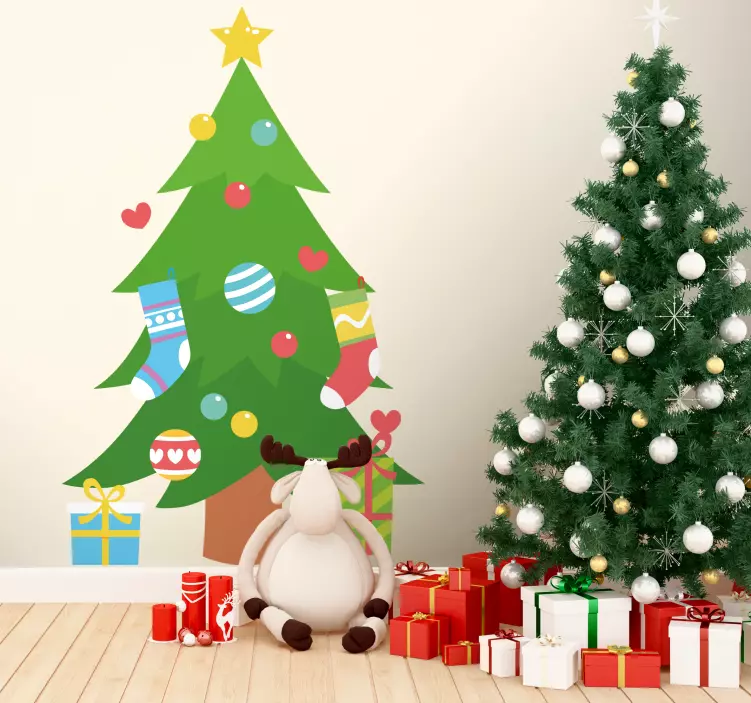 Sierlijke kerstboom feestdagen sticker - TenStickers