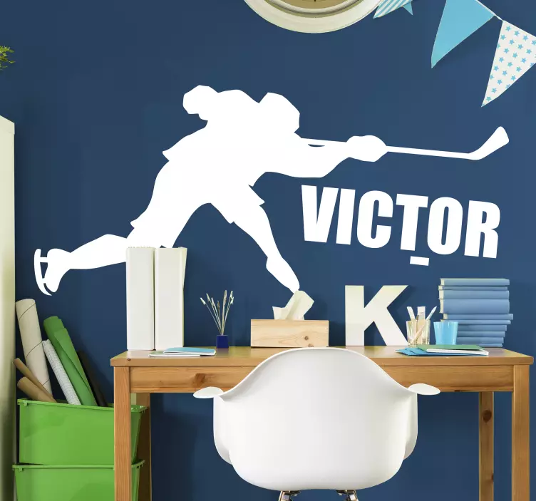 Silhouet van een hockeyspeler voetbal muursticker - TenStickers