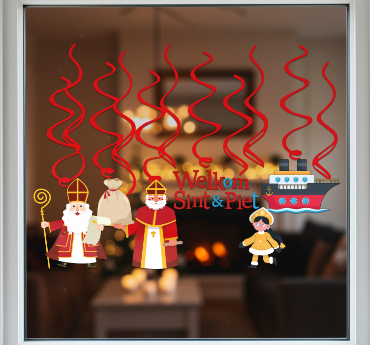 Sinterklaas swirl decoratie etalage sticker - TenStickers
