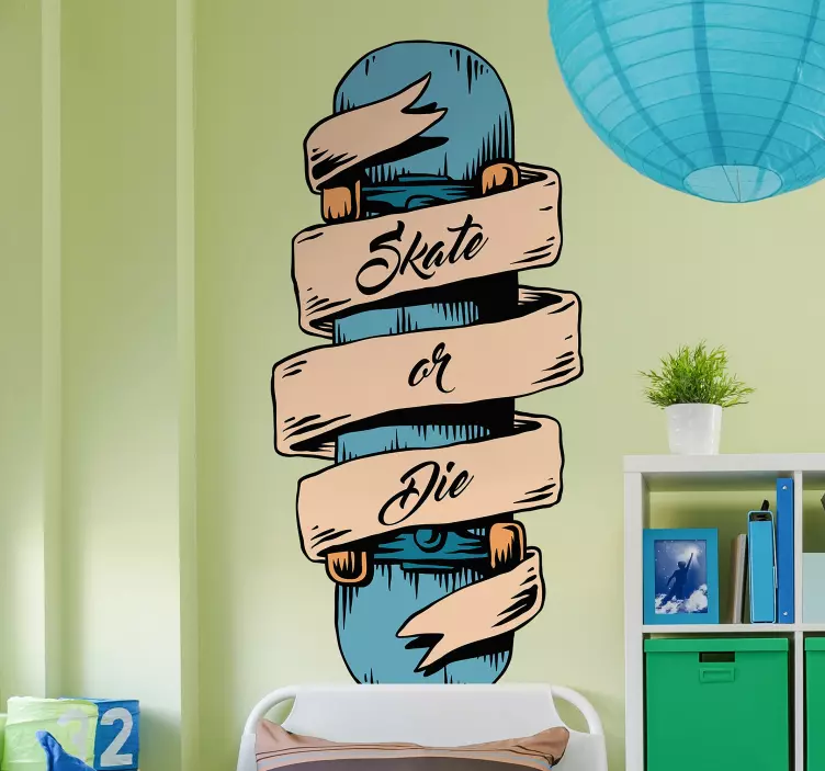 Skateboard met banner sticker bioscoop TV en games - TenStickers