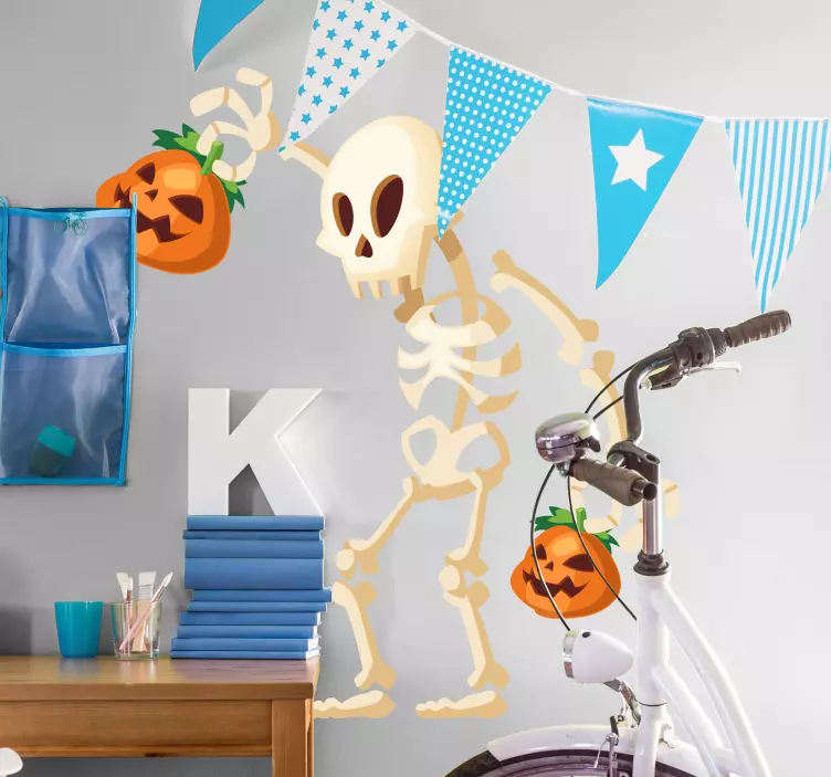 Skelet met pompoenen halloween sticker - TenStickers