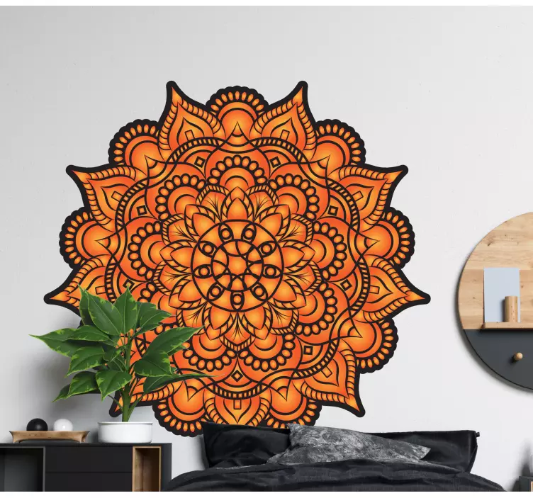 Muurstickers slaapkamer Oranje bloem mandala - TenStickers