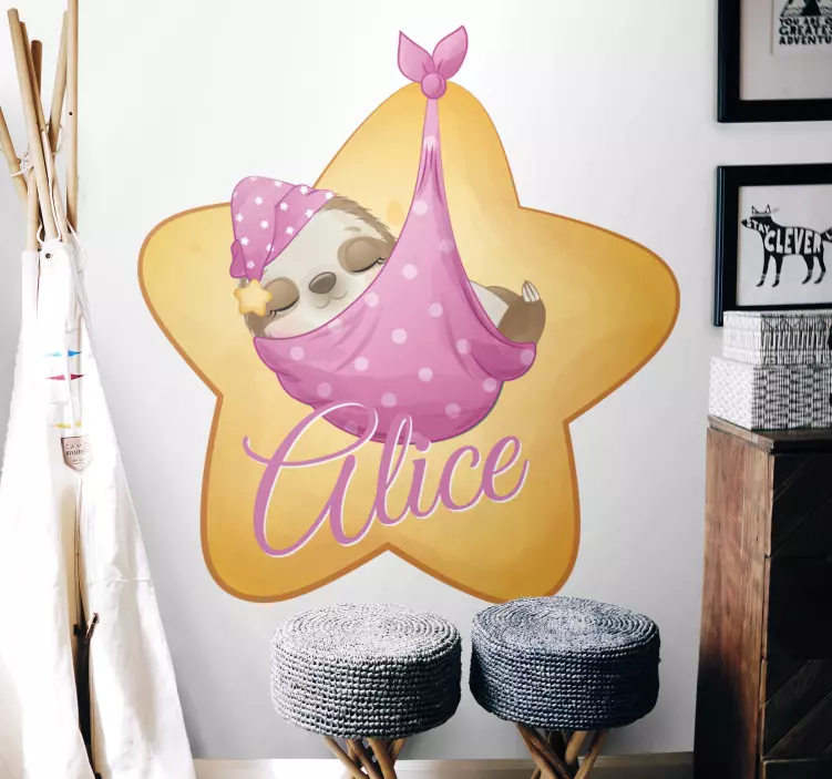 Slapende luiaard ontwerp muursticker kinderkamer - TenStickers