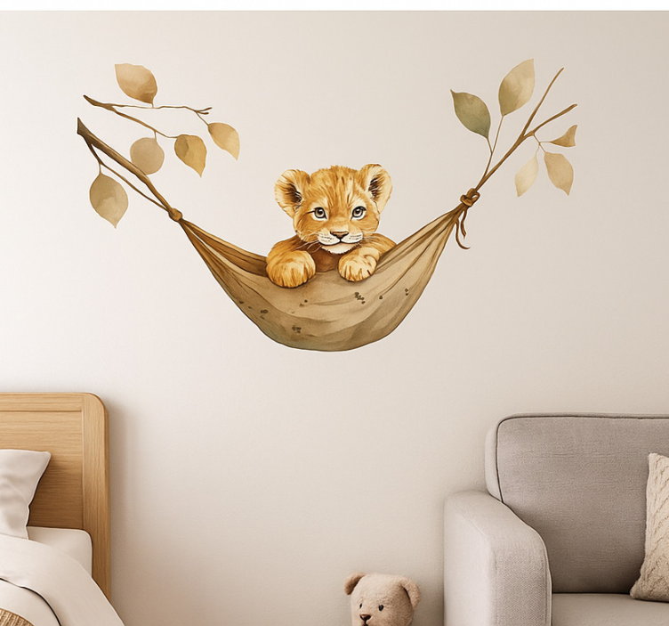 Slaperige baby leeuwenwelp muursticker - TenStickers