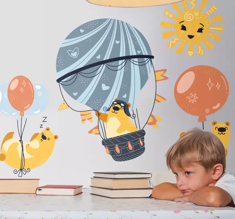 Speels ballonavontuur muursticker kinderkamer - TenStickers
