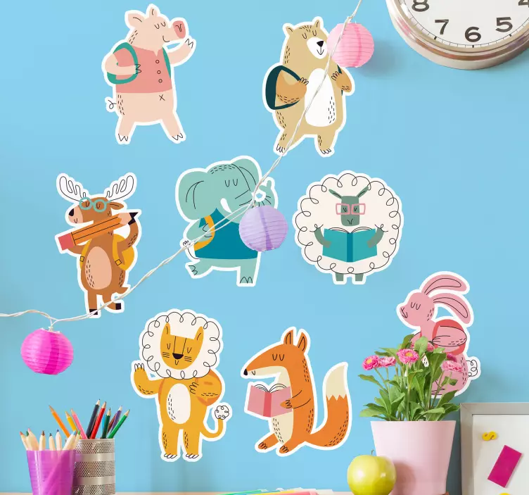 Speelse dierenvrienden sticker kat en hond - TenStickers