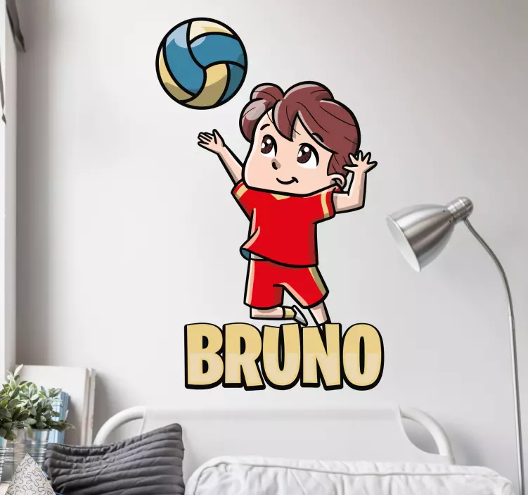 Speelse kind volleybal muursticker kinderkamer - TenStickers