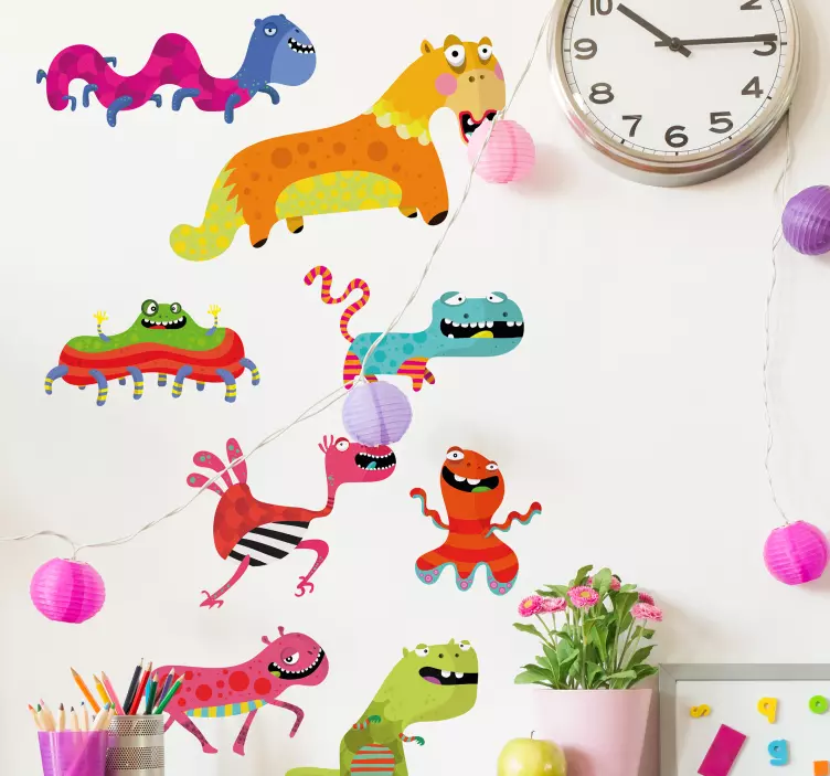 Speelse monstercollectie muursticker kinderkamer - TenStickers