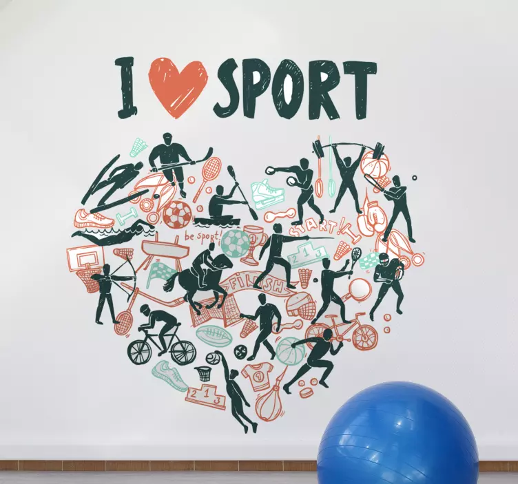 Sport sticker ik hou van sport - TenStickers