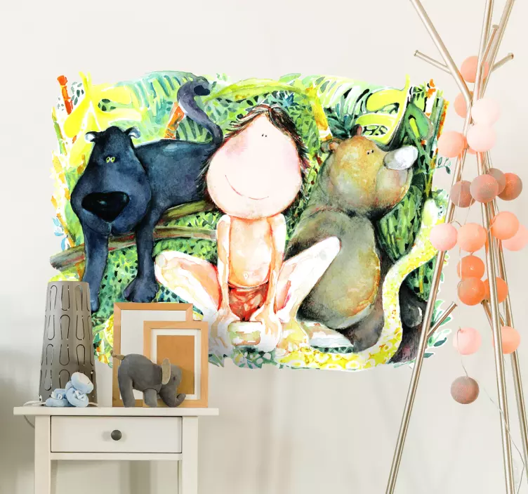 Sprookjes stickers Muursticker Mowgli en Baloo - TenStickers