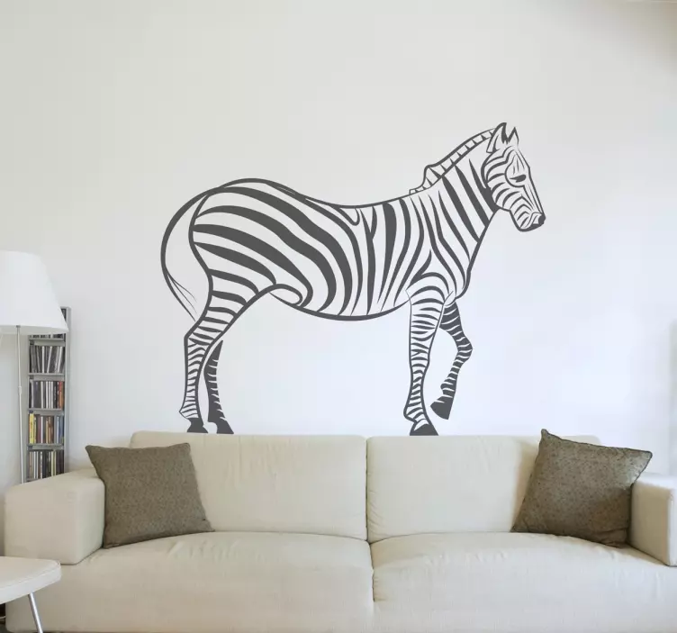 Staande zebra muursticker - TenStickers