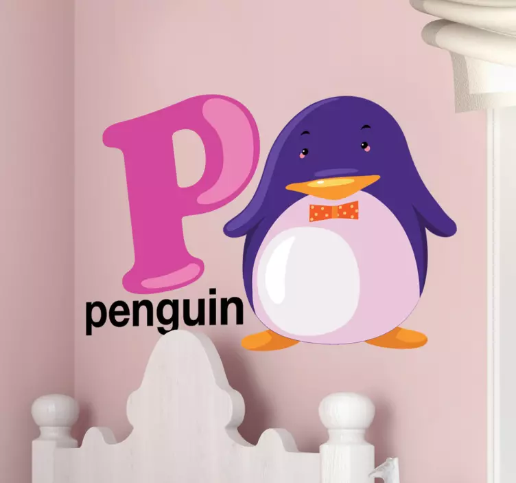 Sticker alfabet P van Pinguin - TenStickers