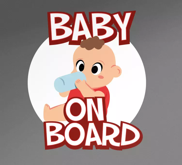 Sticker baby aan board schattige baby drinkend - TenStickers