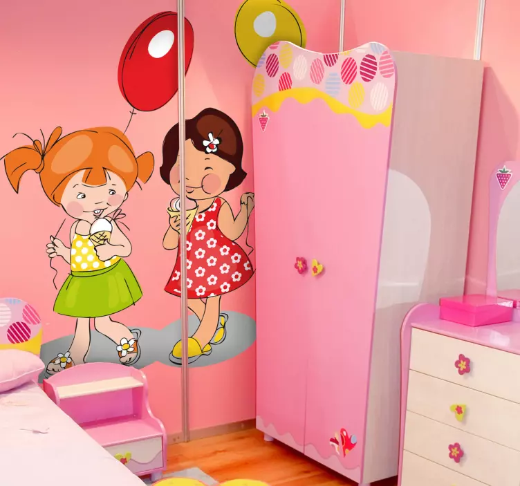 Sticker Balonnen, Meisjes en ijsjes - TenStickers