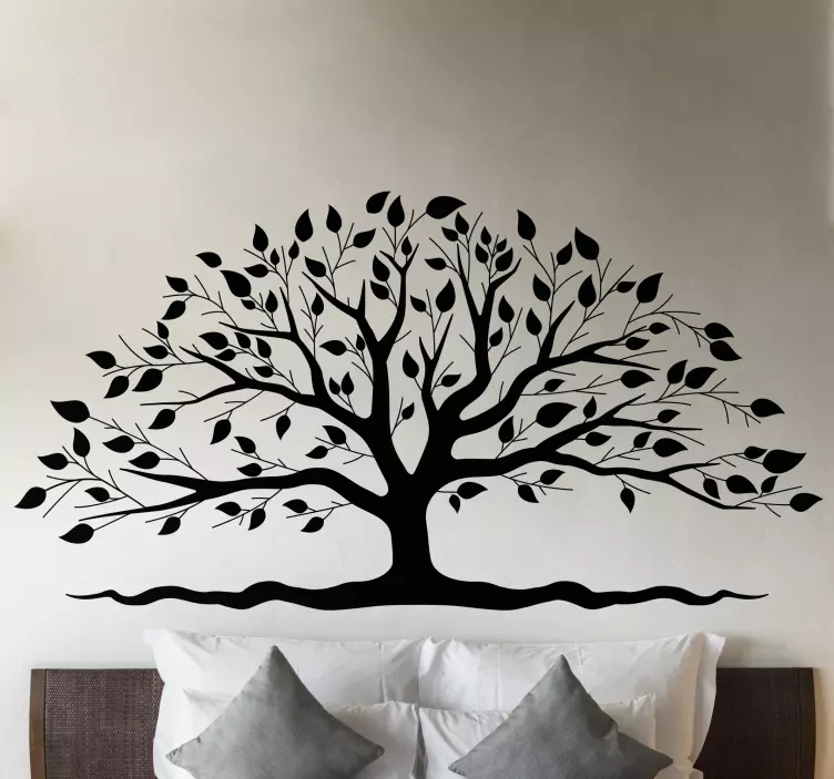 Sticker bed hoofdeinde elegante bladboom - TenStickers