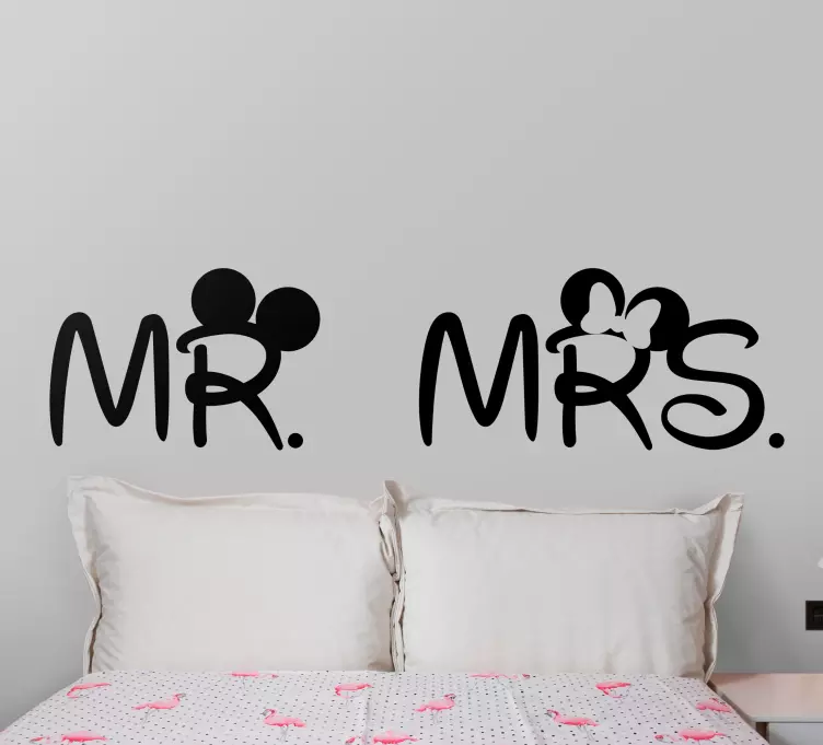 Sticker bed hoofdeinde mr en mevrouw wandtekst - TenStickers