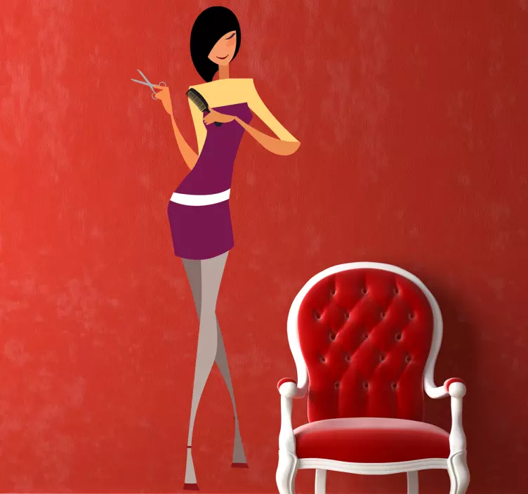 Sticker bedrijven kapster vrouw - TenStickers