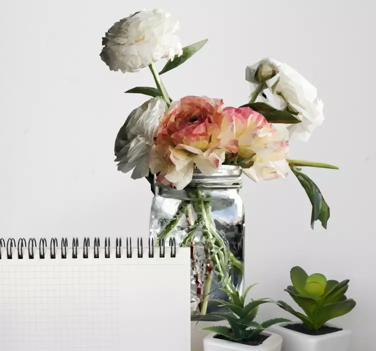 Sticker bloemen in glazen pot - TenStickers