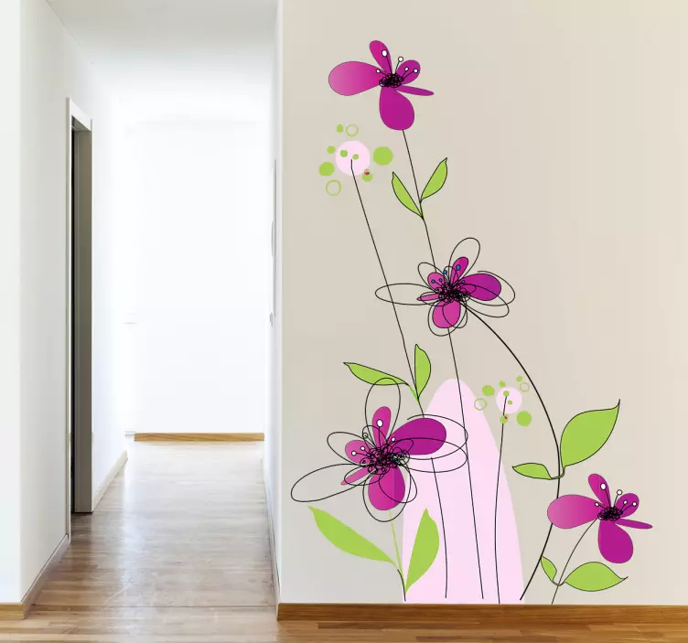 Sticker bloemen modern abstract - TenStickers