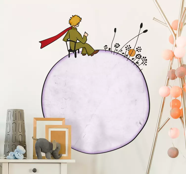 Sticker De Kleine Prins op zijn wereld - TenStickers