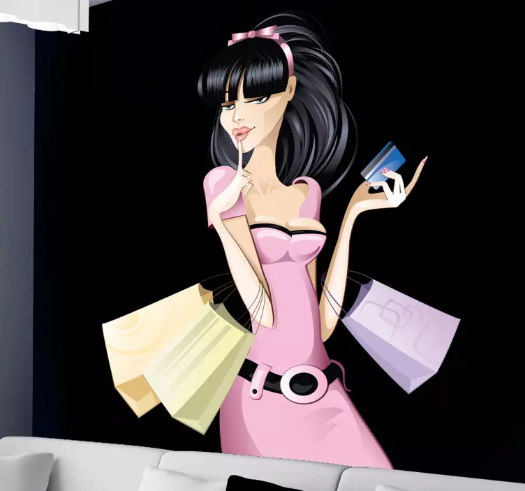 Sticker decoratie shoppen dame - TenStickers