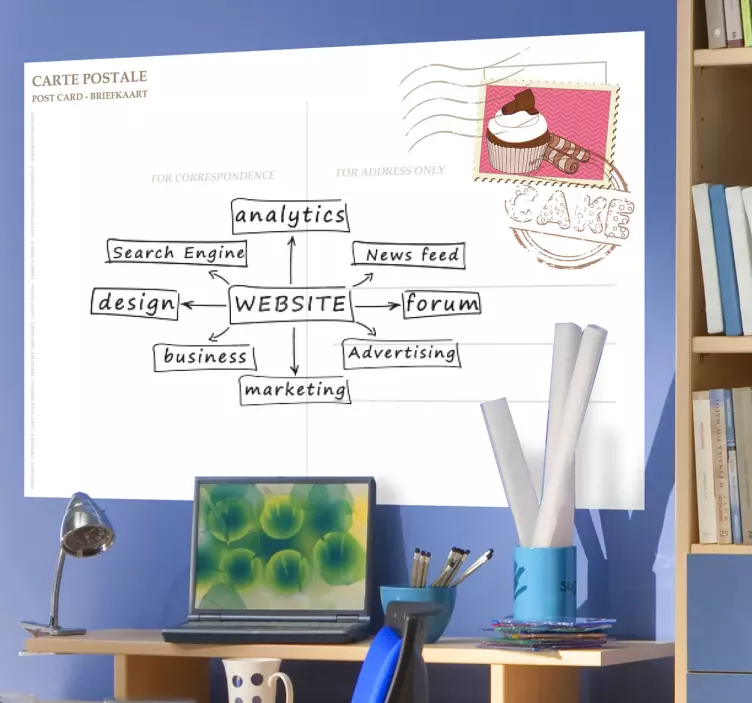 Sticker decoratie whiteboard postkaart - TenStickers