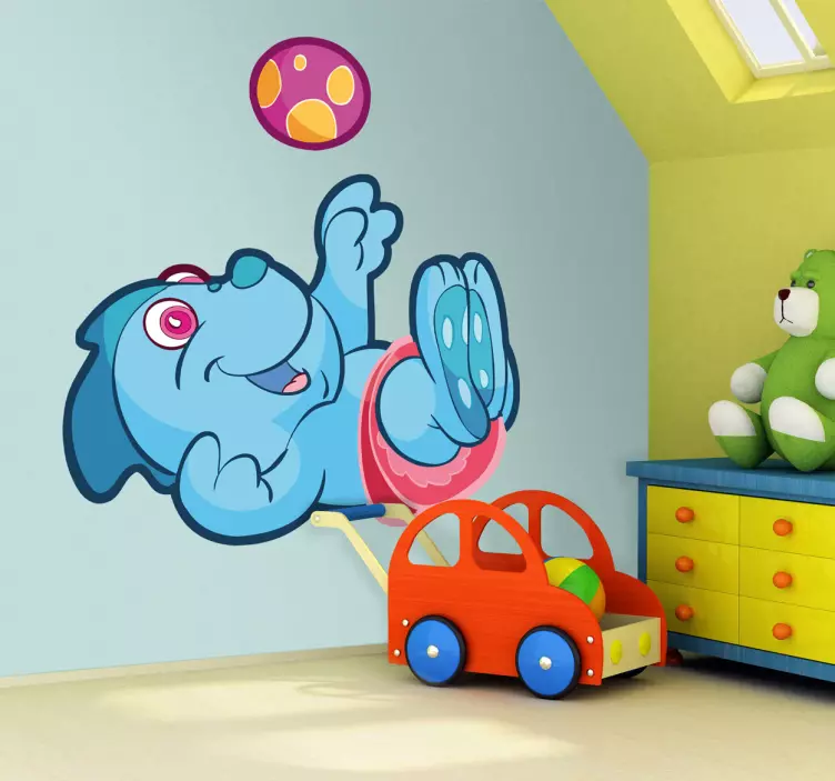 Sticker dinosaurus bal blauw - TenStickers