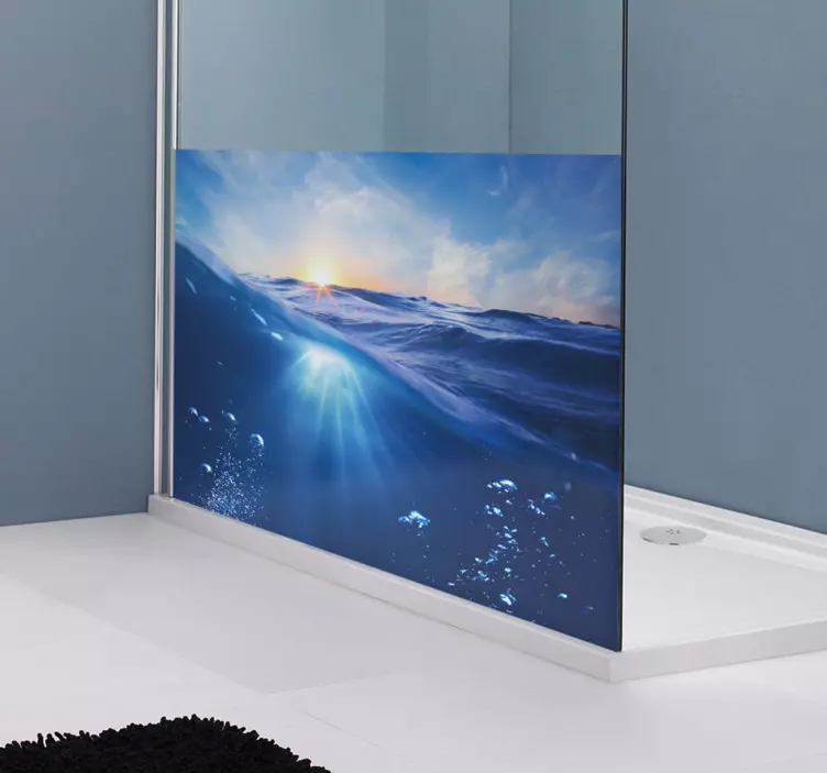 Douchewand sticker blauwe zee - TenStickers