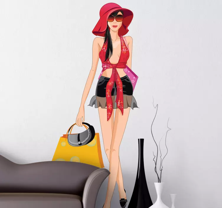 Sticker fashion vrouw mode zomer - TenStickers