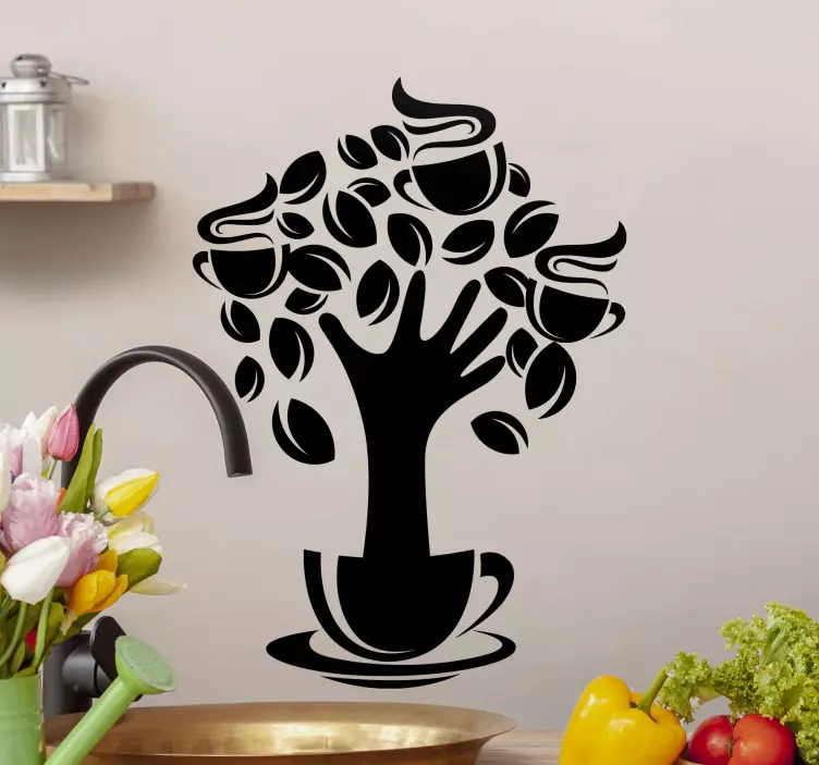 Sticker gastronomie coffee tree design - TenStickers