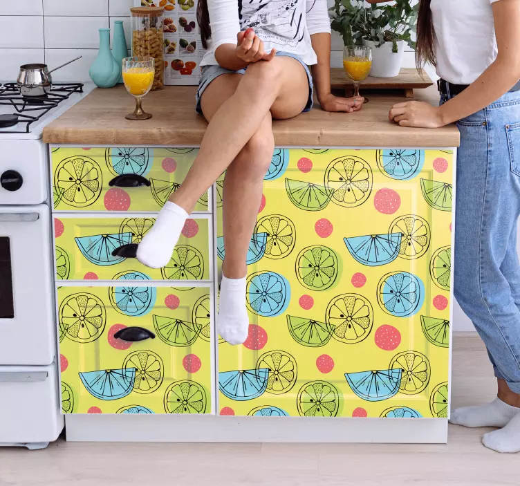 Sticker gastronomie fruit schijfjes patroon - TenStickers