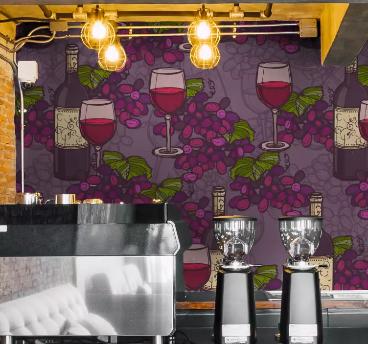 Sticker gastronomie wijnglazen patroon - TenStickers