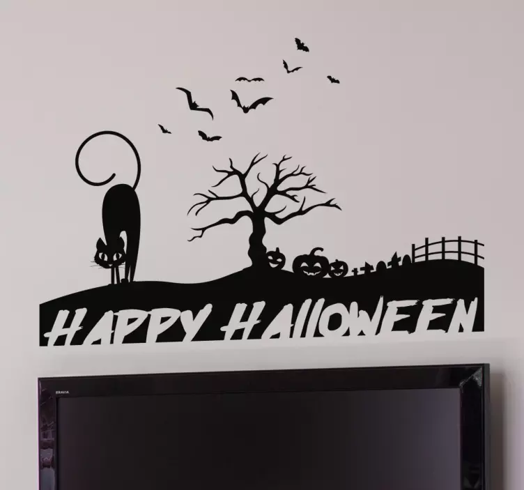 Sticker happy Halloween silhouette - TenStickers