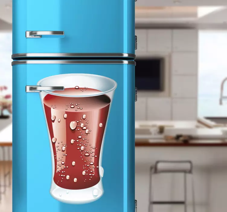 Sticker ijskast glas cola - TenStickers