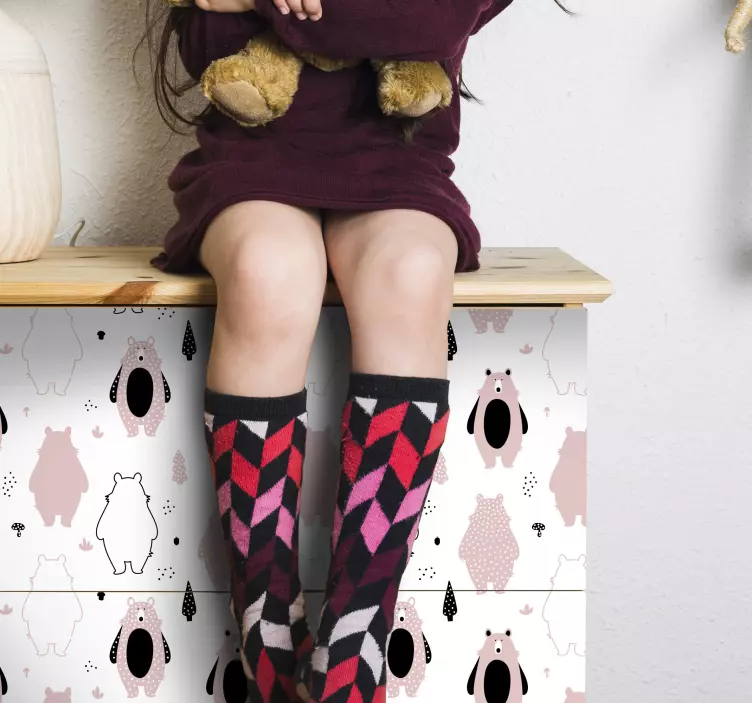 Sticker kat en hond met schattig berenpatroon - TenStickers