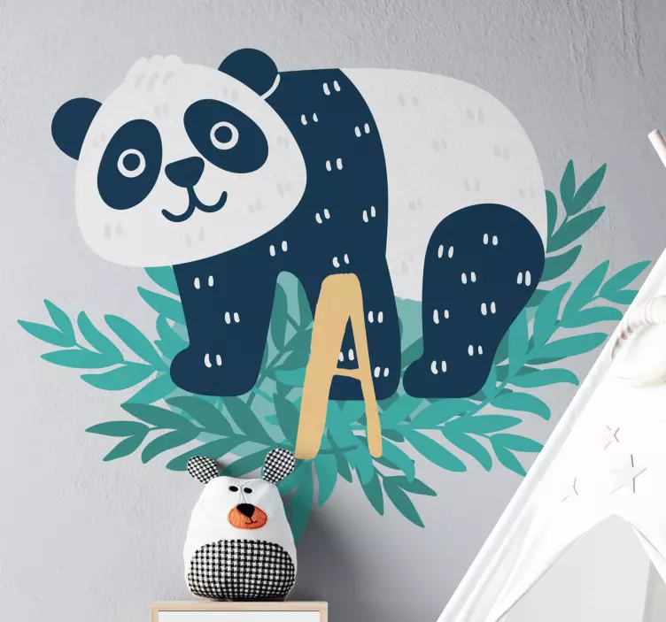 Sticker kat en hond panda klimmen blad basis - TenStickers