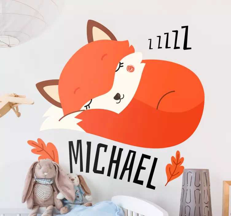 Sticker kat en hond sleepy fox ontwerp - TenStickers