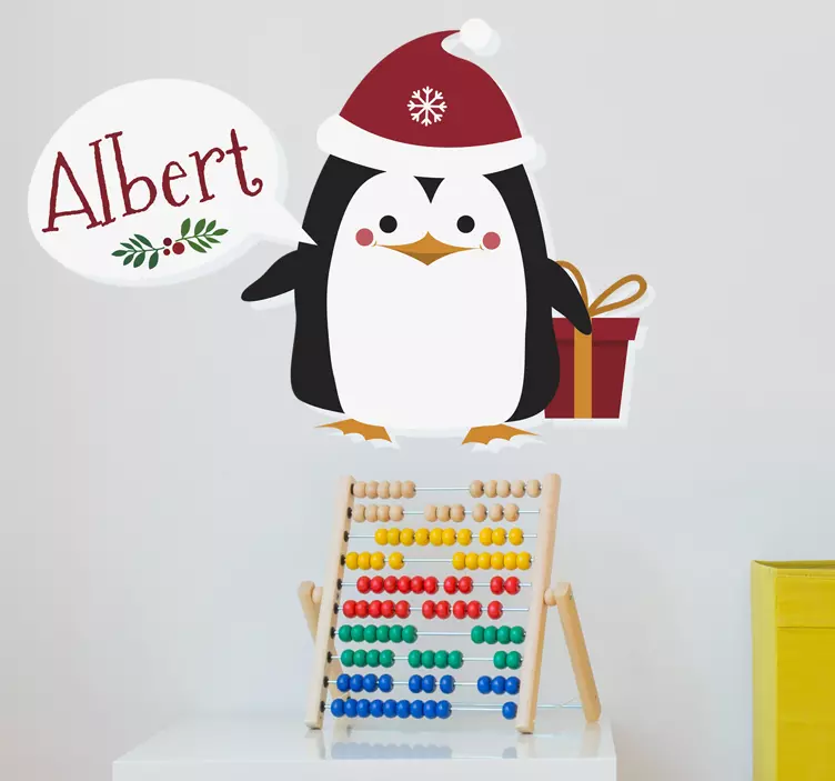 Sticker kerst pinguïn personaliseerbaar - TenStickers