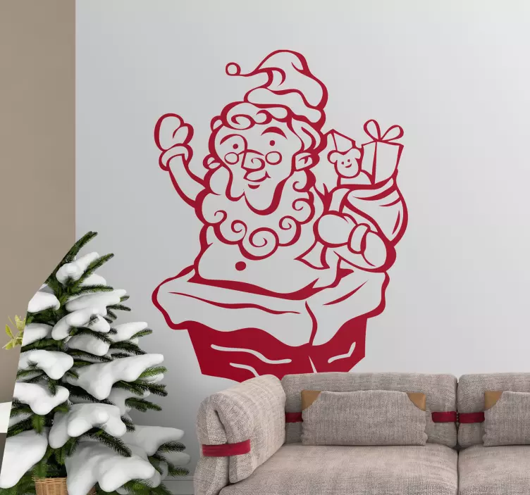 Sticker kerstman verrassing cadeau. - TenStickers