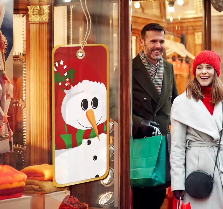 Sticker kerstmis etiket sneeuwman - TenStickers