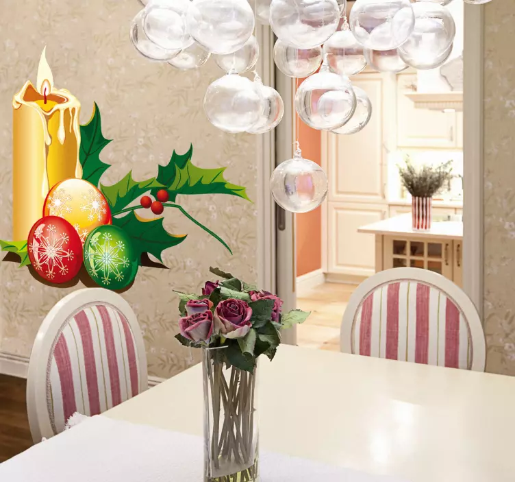 sticker kerstmis kerstballen kaars - TenStickers