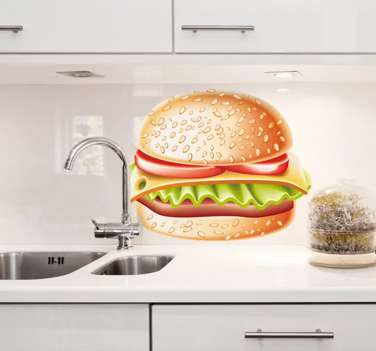Sticker keuken belegde hamburger - TenStickers