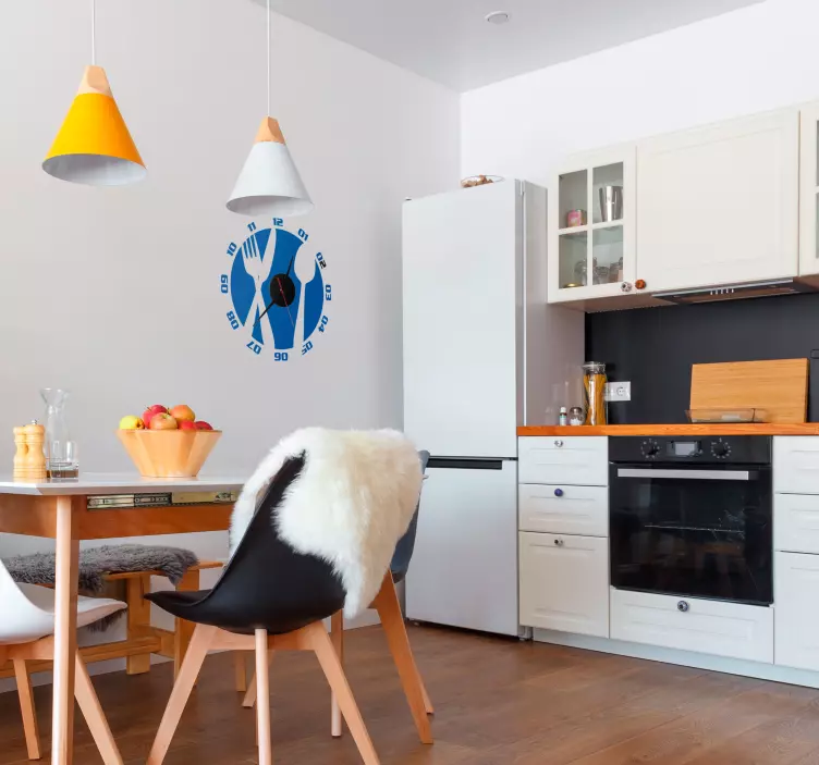 Klok sticker keuken bestek - TenStickers